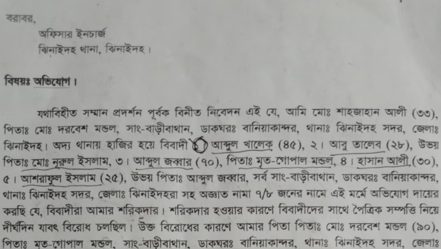 ঝিনাইদহে জোরপূর্বক জমি দখলের অভিযোগ